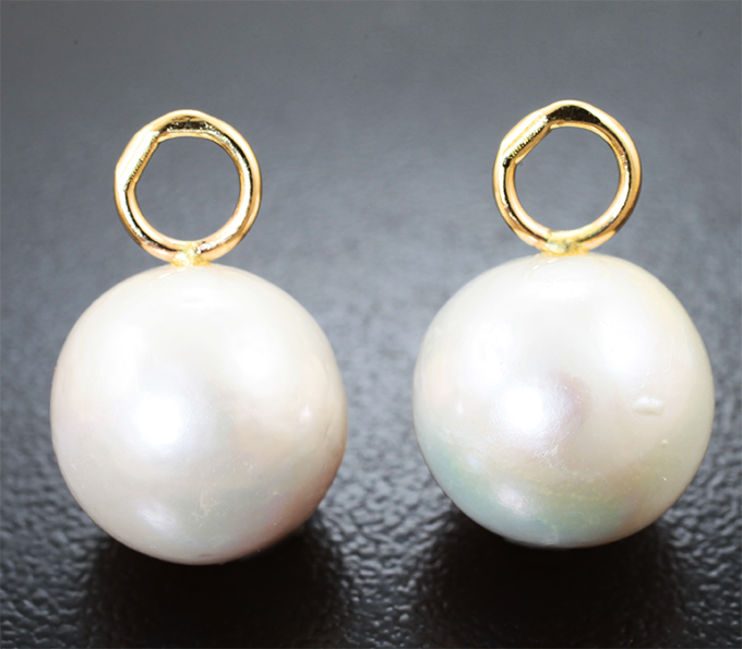 Золото Подвесы для серег с кремово-белым морским жемчугом 25,35 карата