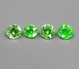 Высокая дисперсия! Набор из 4 уральских демантоидов 0,16 карата