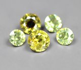 Набор из 5 уральских демантоидов 0,41 карата