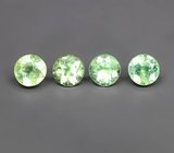 Редкий цвет! Набор из 4 мятно-зеленых уральских демантоидов 0,53 карата