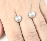 Пара серебристых морских жемчужин 7,09 карата! Натуральный цвет