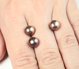 Набор из 3 золотисто-кофейных морских жемчужин 9,17 карата