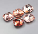 Набор из 5 оранжевых, красной и падпараджа шпинелей 4,78 карата