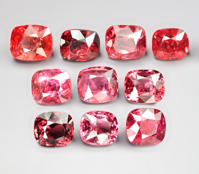 Набор из 10 красных шпинелей 6,53 карата