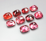 Набор из 10 красных шпинелей 6,53 карата