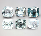 Набор из 6 синих, голубых и зеленых шпинелей 6,92 карата
