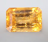 Кольцо с ярко-желтым топазом 5,81 карата и ограненным лунным камнем Золото