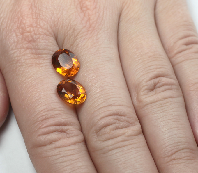 Пара цитринов мадейра высокой чистоты 5,75 карата