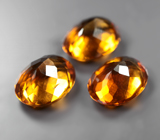 Крупный набор из 3 чистейших цитринов мадейра 12,13 карата