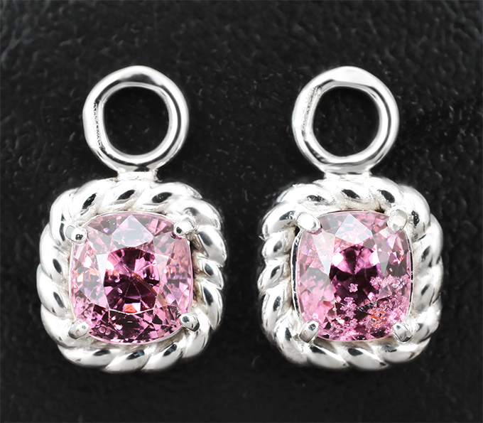 Золото Подвесы для серег с пурпурными шпинелями со сменой цвета 2,67 карата