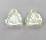 Пара резных зеленых аметистов 10,37 карата