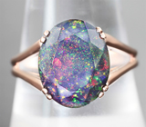 Кольцо с ограненным черным опалом 3,19 карата Серебро 925