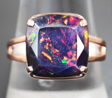Кольцо с ограненным черным опалом 2,93 карата Серебро 925