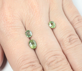 Высокая дисперсия! Крупный набор из 3 демантоидов 3,07 карата