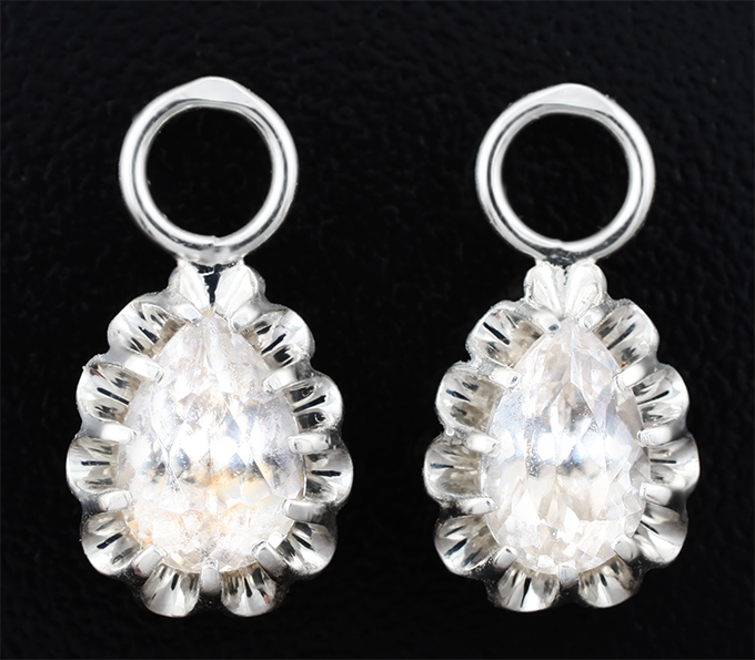 Серебро 925 Подвесы для серег с бесцветными цирконами 5,06 карата
