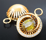 Комплект с желтыми сфенами 11,26 карата и бесцветными цирконами Золото