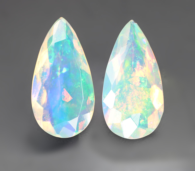 Пара ограненных эфиопских опалов 1,27 карата