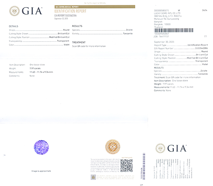 Чистейший крупный танзанит 7,97 карата