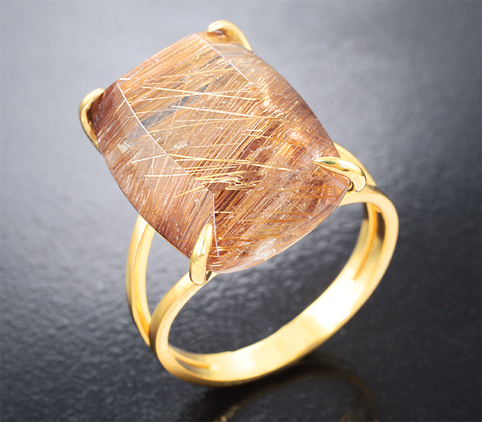 Серебро 925 Кольцо с крупным рутиловым кварцем 21,71 карата