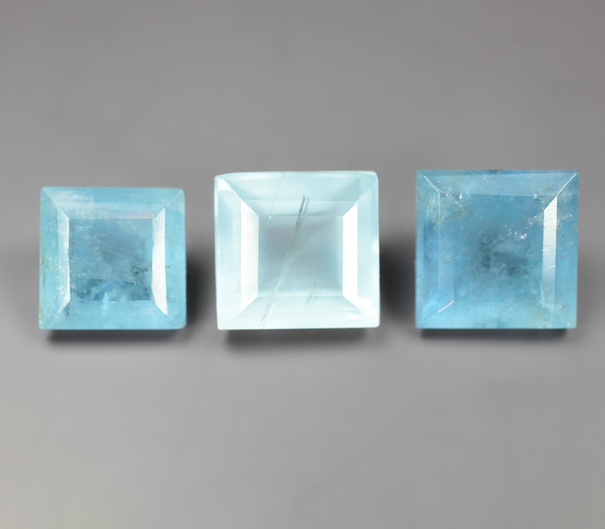Набор из 3 аквамаринов редкой огранки 6,27 карата