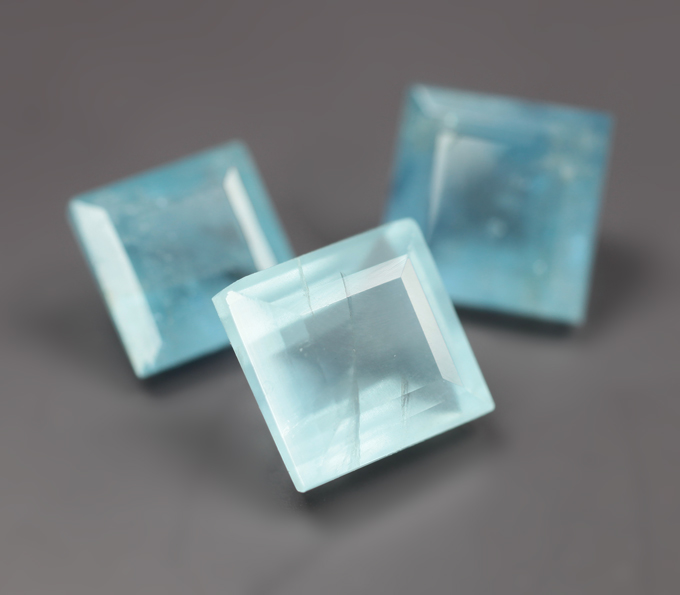 Набор из 3 аквамаринов редкой огранки 6,27 карата