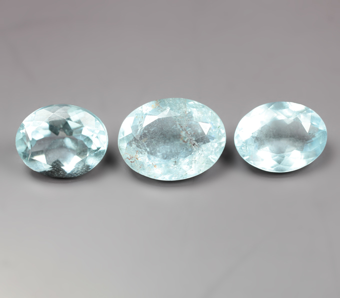 Набор из 3 аквамаринов 7,76 карата