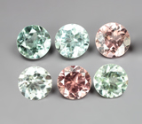 Набор из 6 разноцветных турмалинов высокой чистоты 5,13 карата