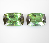 Серьги с зелеными апатитами 5,81 карата и лейкосапфирами Серебро 925