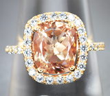 Кольцо с андезином 2,24 карата и бесцветными цирконами Золото