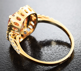 Кольцо с андезином 2,24 карата и бесцветными цирконами Золото