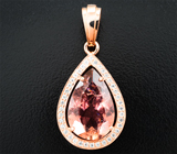 Кулон с падпараджа турмалином 5,93 карата и цирконами