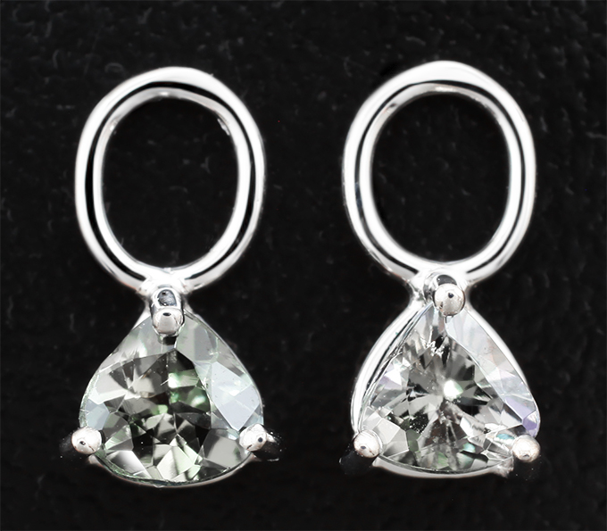 Золото Подвесы для серег с полихромными цоизитами 1,04 карата