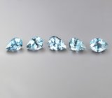 Набор из 5 синих шпинелей 0,45 карата