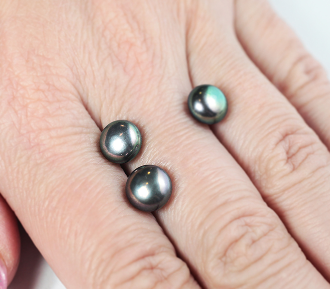 Набор из 3 черных морских жемчужин 7,54 карата! Титановый люстр