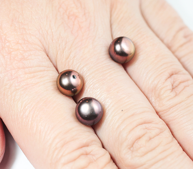 Набор из 3 кофейных морских жемчужин 9,22 карата! Натуральный цвет