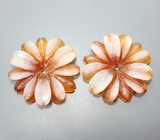 Пара резного карнелиана с белым кварцем 18,77 карата