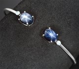 Серебряный браслет со звездчатыми сапфирами 9,52 карата и голубыми цирконами