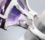 Кольцо с чистейшим крупным аметистом лазерной огранки 27,58 карата и сапфирами Серебро 925