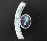 Кулон со звездчатым сапфиром 2,82 карата и цирконами