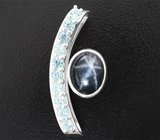 Кулон со звездчатым сапфиром 2,82 карата и цирконами