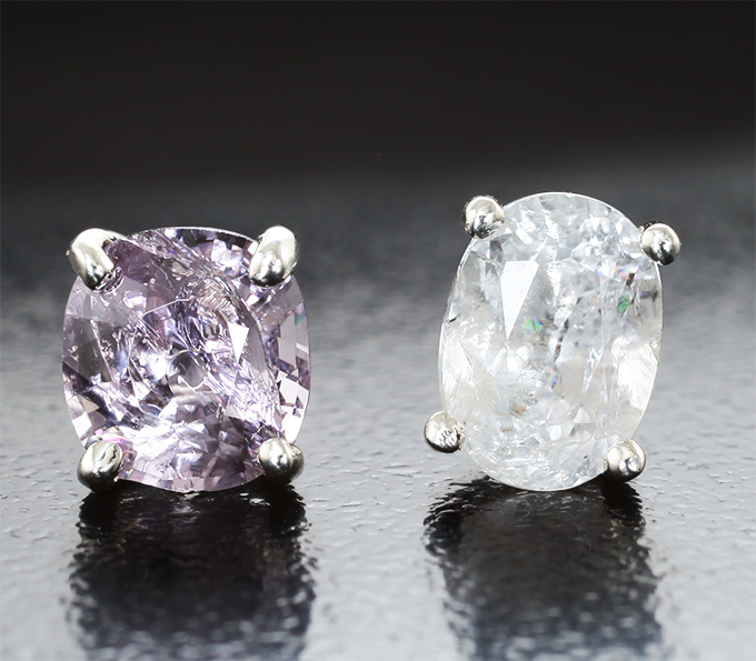 Серебро 925 Пусеты с уральским фенакитом 1,04 карата и шпинелью