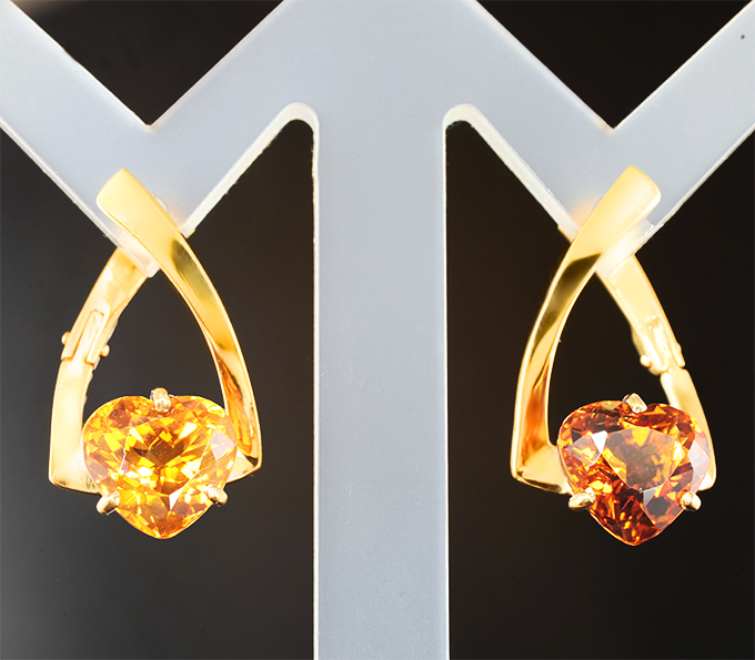 Серьги с цитринами мадейра высокой чистоты 5,01 карата