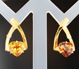 Серьги с цитринами мадейра высокой чистоты 5,01 карата