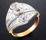 Кольцо с розовыми 1,02 карата и бесцветными сапфирами