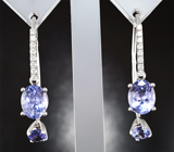Серьги с танзанитами 3,89 карата и бриллиантами