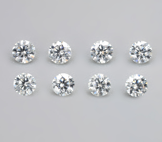 Топовая огранка! Набор из 8 бесцветных муассанитов 0,49 карата