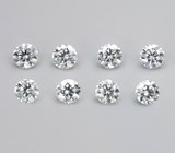 Топовая огранка! Набор из 8 бесцветных муассанитов 0,49 карата