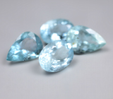 Крупный набор из 4 насыщенных аквамаринов 14,38 карата