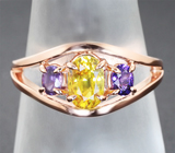 Комплект с ярко-желтыми и пурпурными сапфирами 5,04 карата