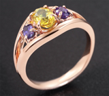 Комплект с ярко-желтыми и пурпурными сапфирами 5,04 карата